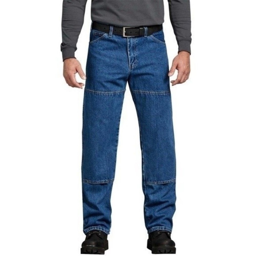 Dickies Mens Jeans 42 Blue Relaxed Fit Workhorse Double Knee Utility Rugged